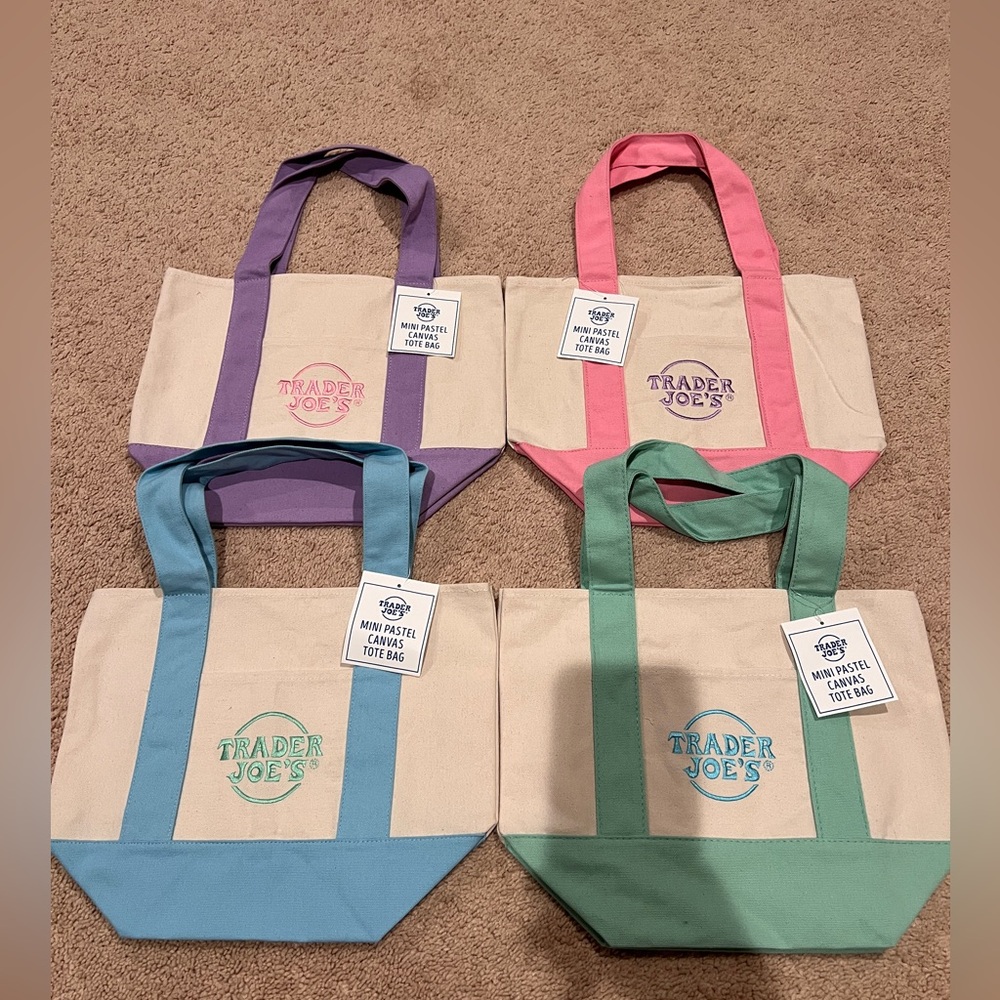 trader joe's mini tote pastel - all 4 colors